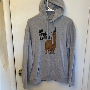 Tstars No Probllama Hooded Sweatshirt Grey Size Large
